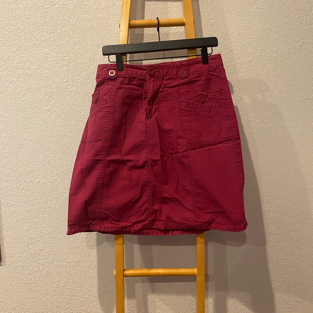 Cranberry colored khaki skirt